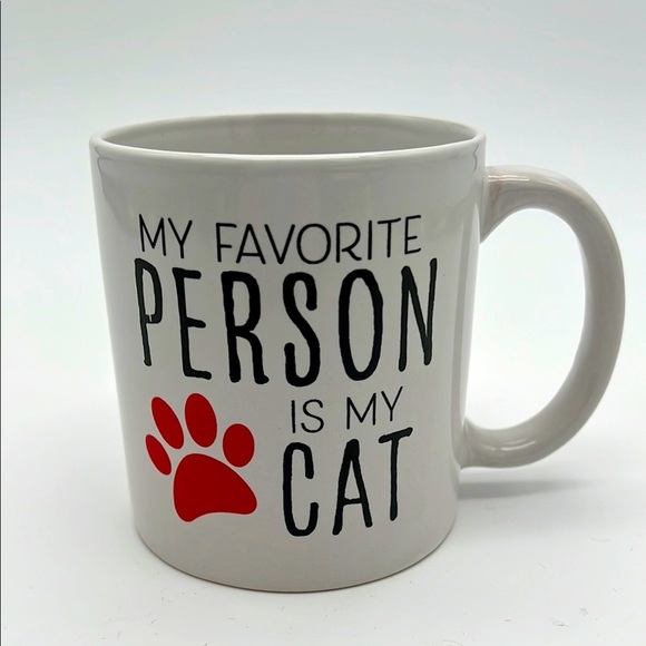 Other - “My Favorite Person is my Cat” White Mug with Red Paw Print - Royal Norfolk